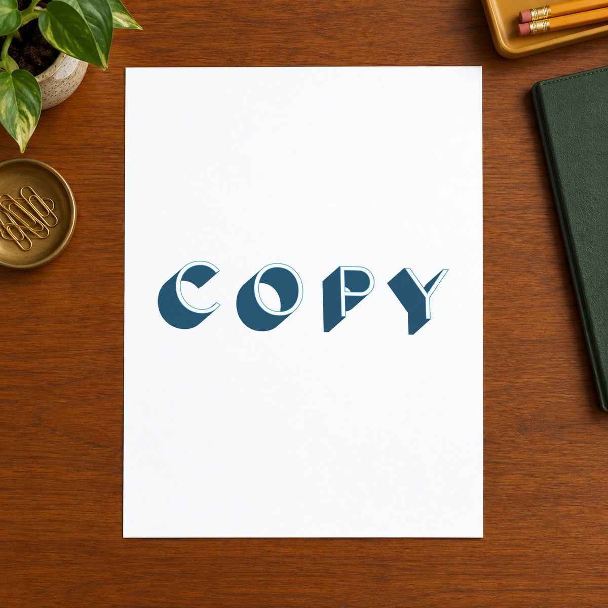 "Copy" stamp pressed on paper, no separate ink pad needed