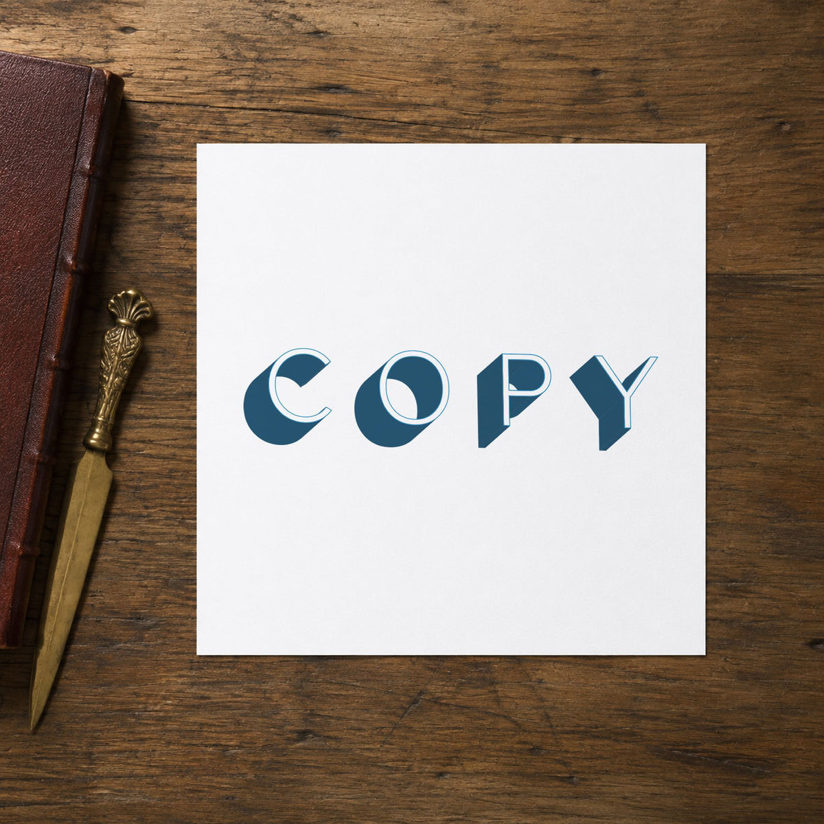 Pre-inked "Copy" stamp marking paperwork in an office setting
