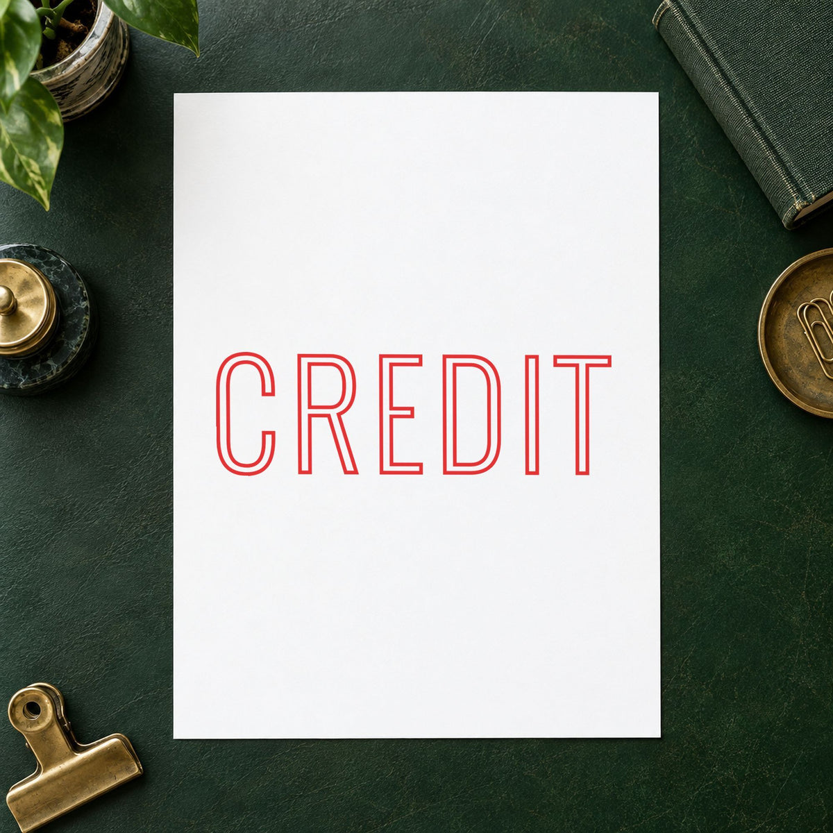 Close view of the "Credit" mark left by Xstamper No. 1019