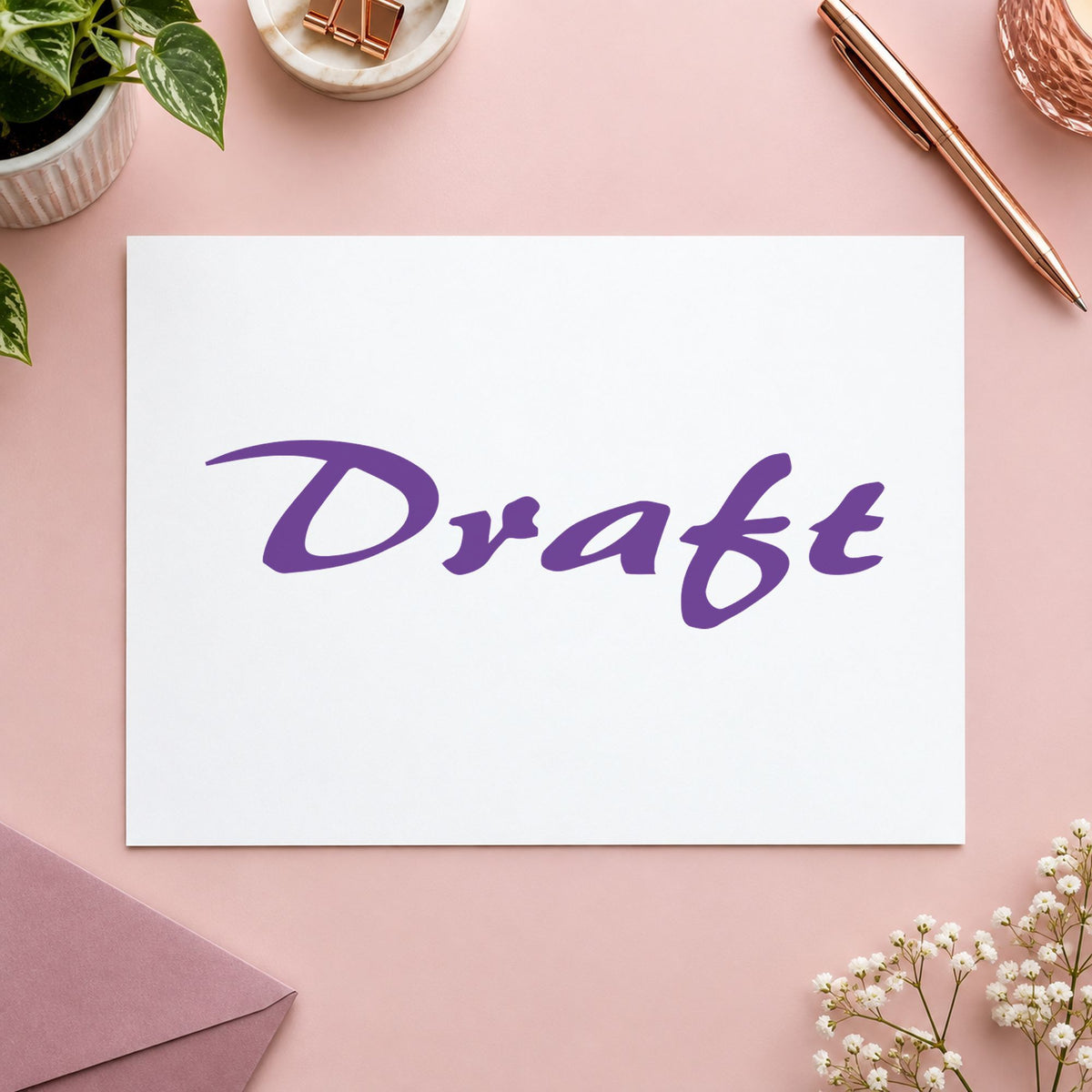 "Draft" stamp pressed on paper, no separate ink pad needed