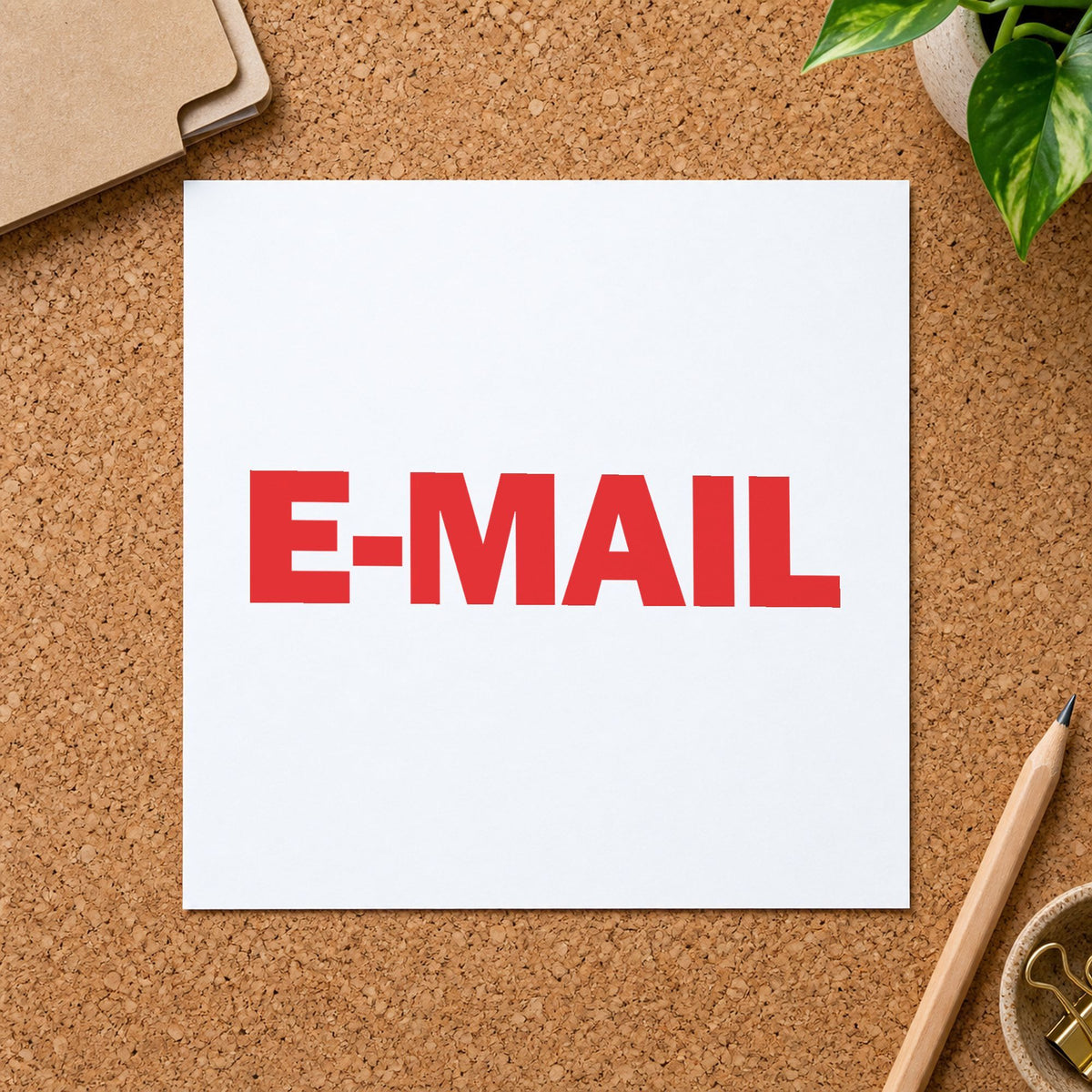 Pre-inked "E-mail" stamp applied to a document, Approximately 1/2 in tall x 1-5/8 in wide impression