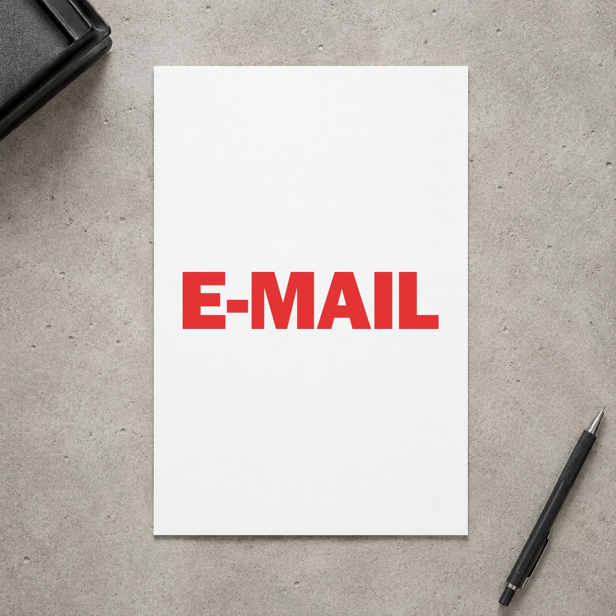 "E-mail" stamp pressed on paper, no separate ink pad needed