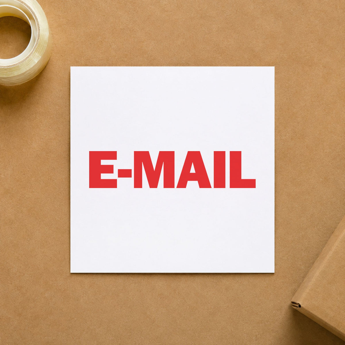 Pre-inked "E-mail" stamp marking paperwork in an office setting