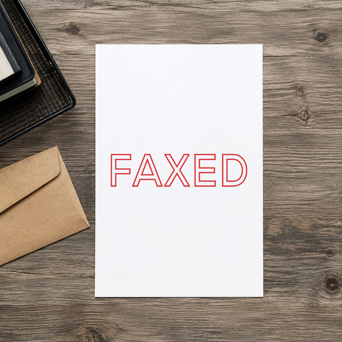"Faxed" Xstamper stamp at work on everyday office paperwork