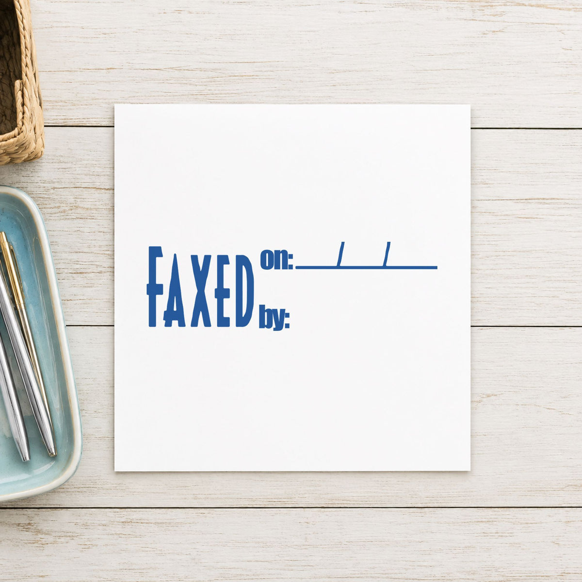 "Faxed on: by:" imprint on a printed page, Xstamper No. 1820