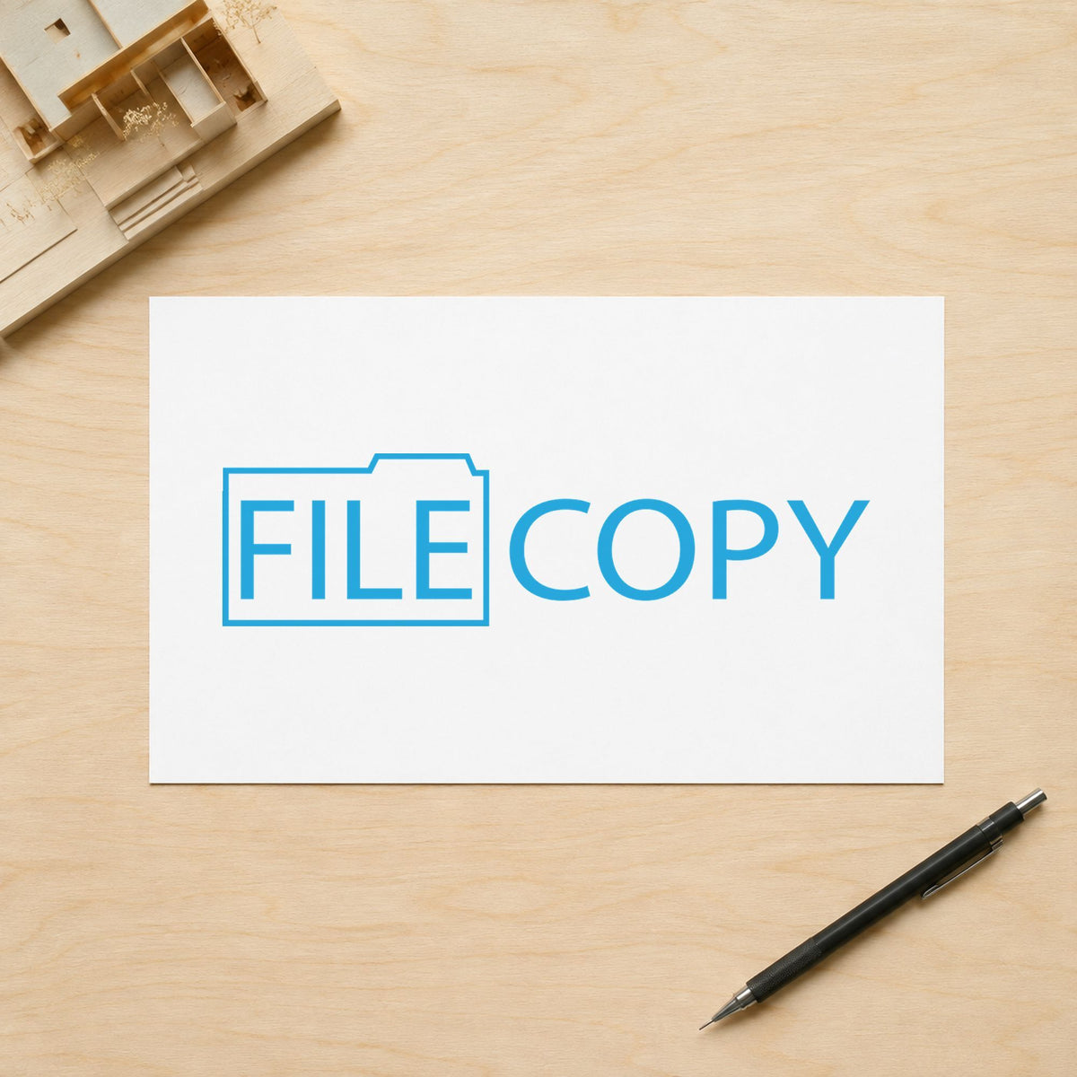 Pre-inked "File copy" stamp applied to a document, Approximately 1/2 in tall x 1-5/8 in wide impression