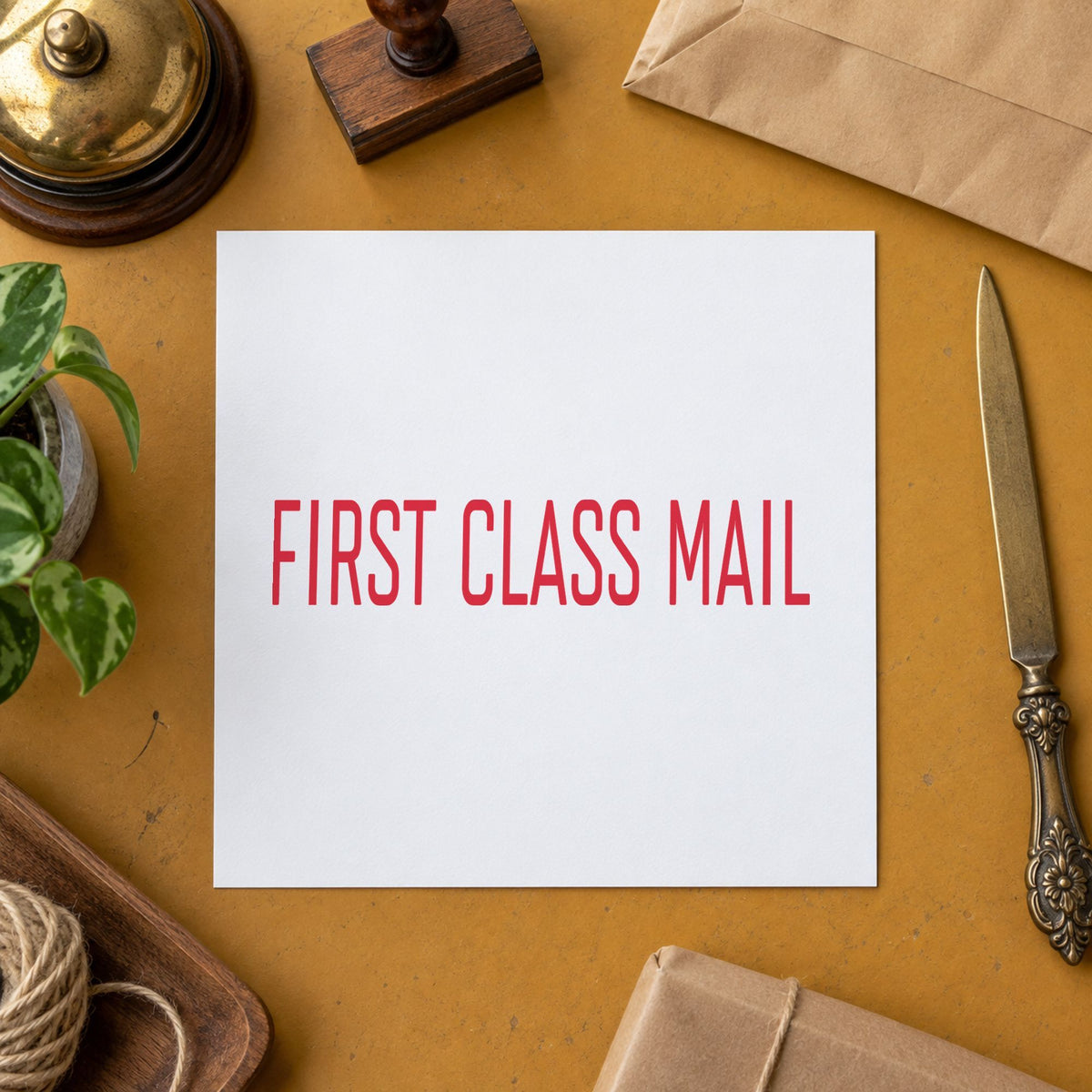"First class mail" imprint sized 1/2 x 1-5/8 in on a document page