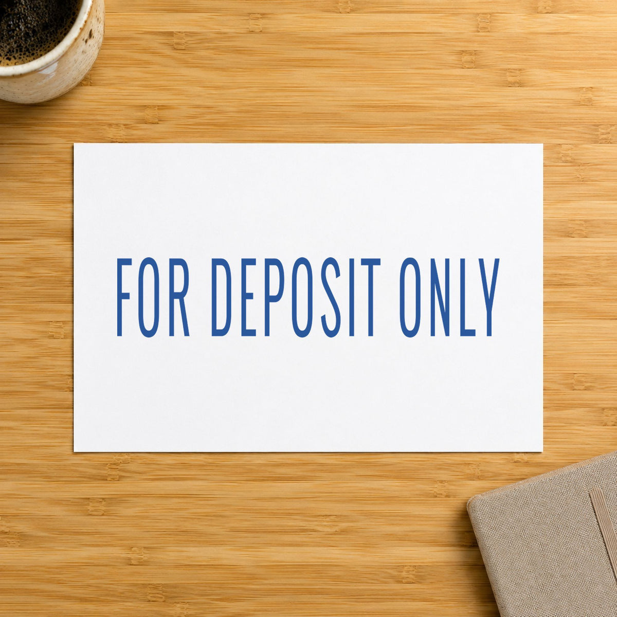 "For deposit only" imprint on a printed page, Xstamper No. 1121