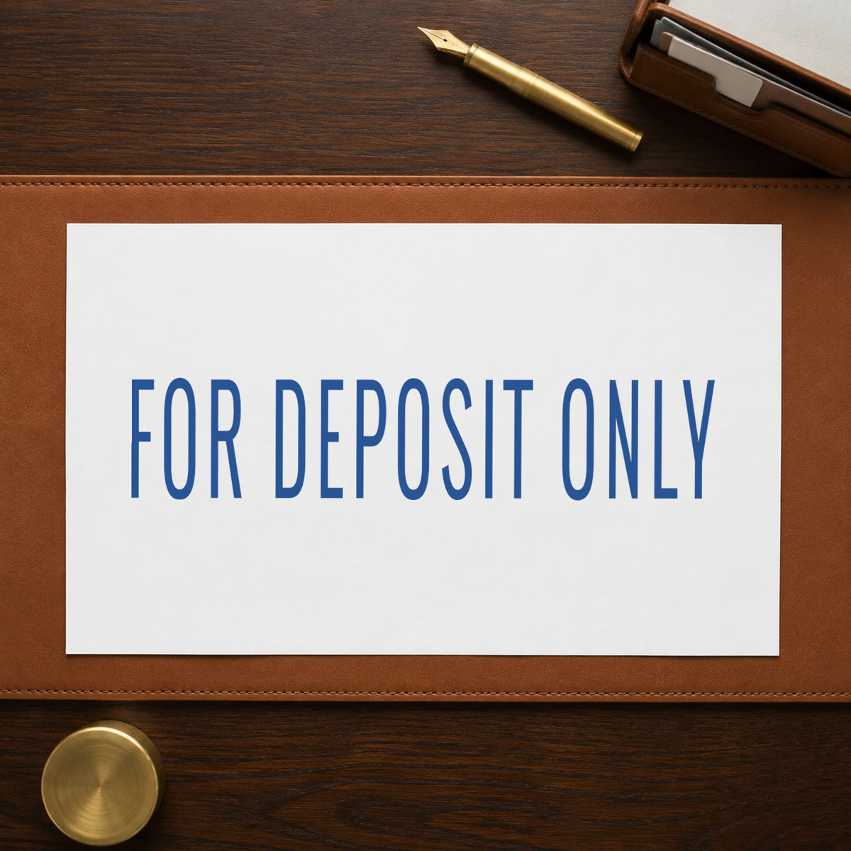 "For deposit only" imprint sized 1/2 x 1-5/8 in on a document page
