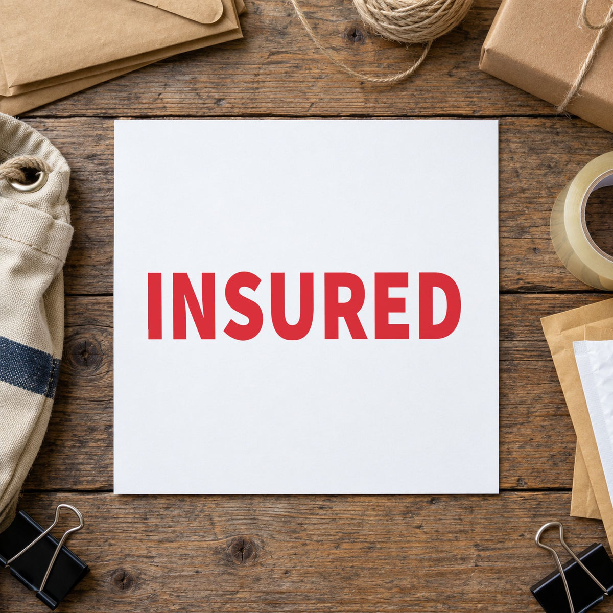 "Insured" imprint sized 1/2 x 1-5/8 in on a document page