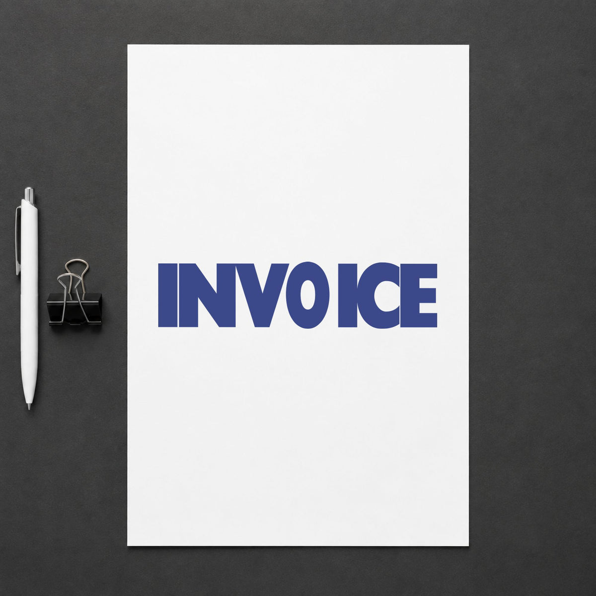 "Invoice" imprint on a printed page, Xstamper No. 1053