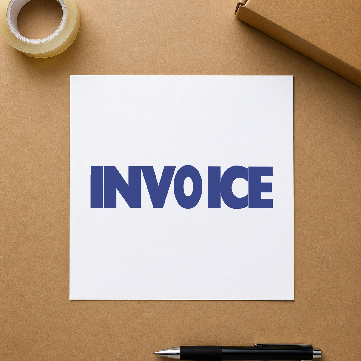 "Invoice" Xstamper stamp at work on everyday office paperwork