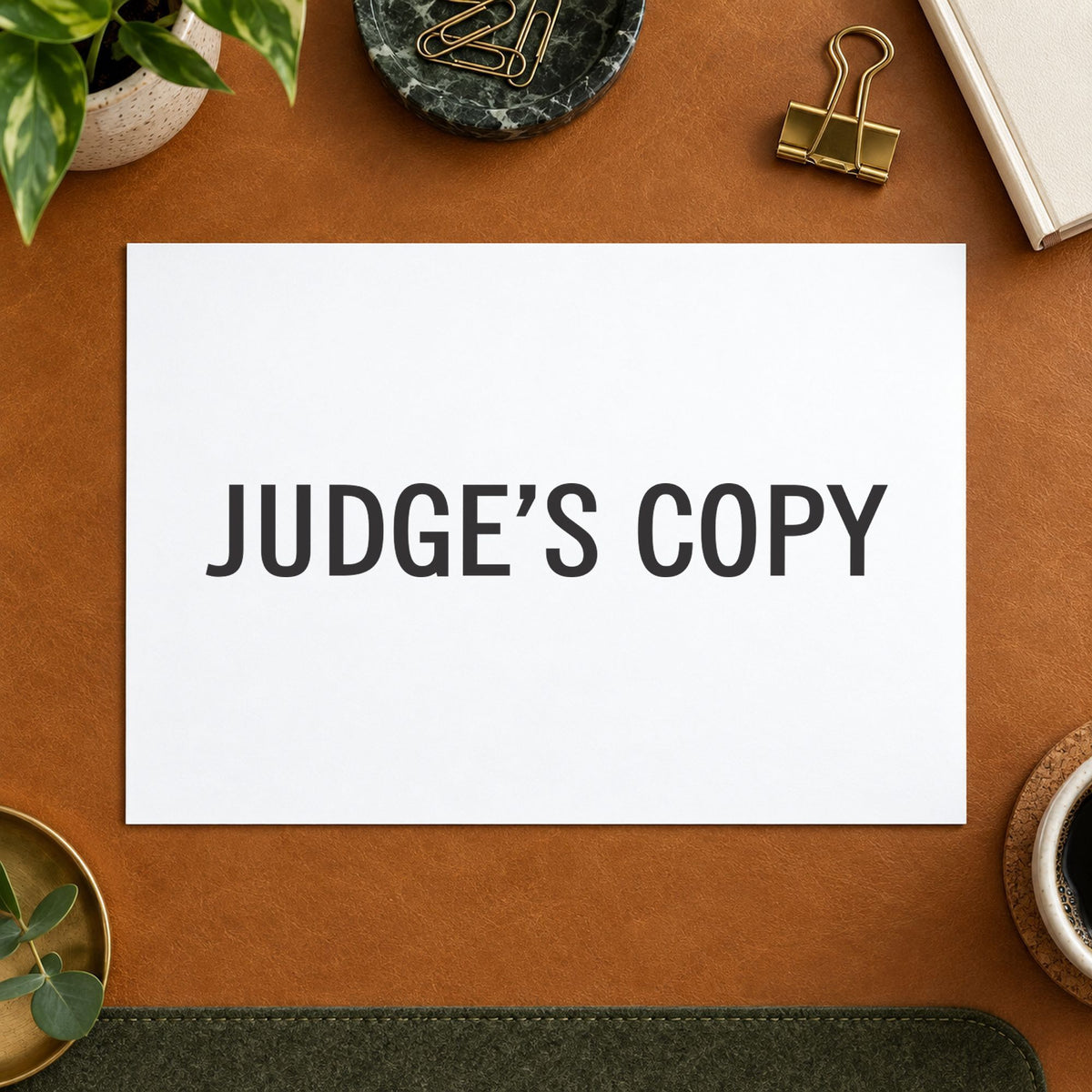 Close view of the "Judge's copy" mark left by Xstamper No. 1815