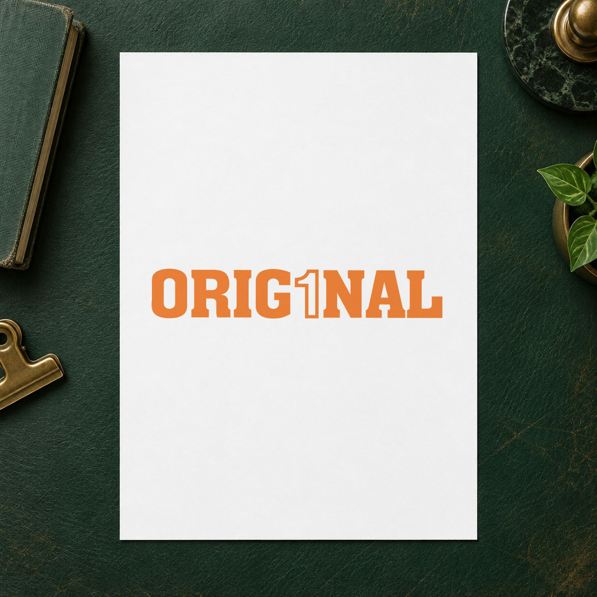 "Orig1Nal" Xstamper pre-inked stamp beside its rectangle imprint