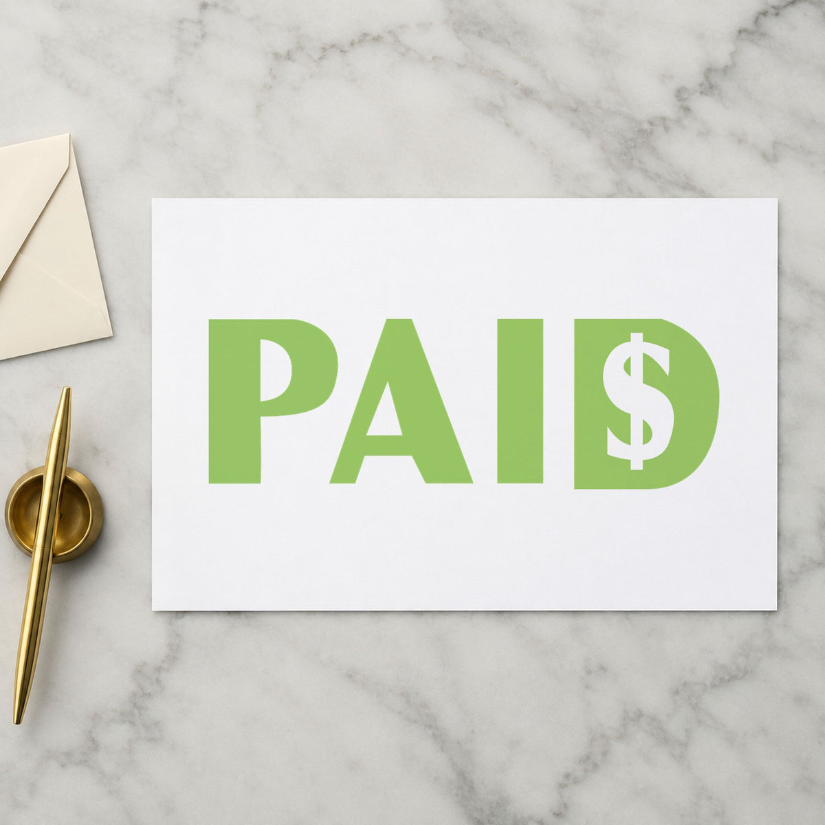 "Paid" imprint sized 1/2 x 1-5/8 in on a document page