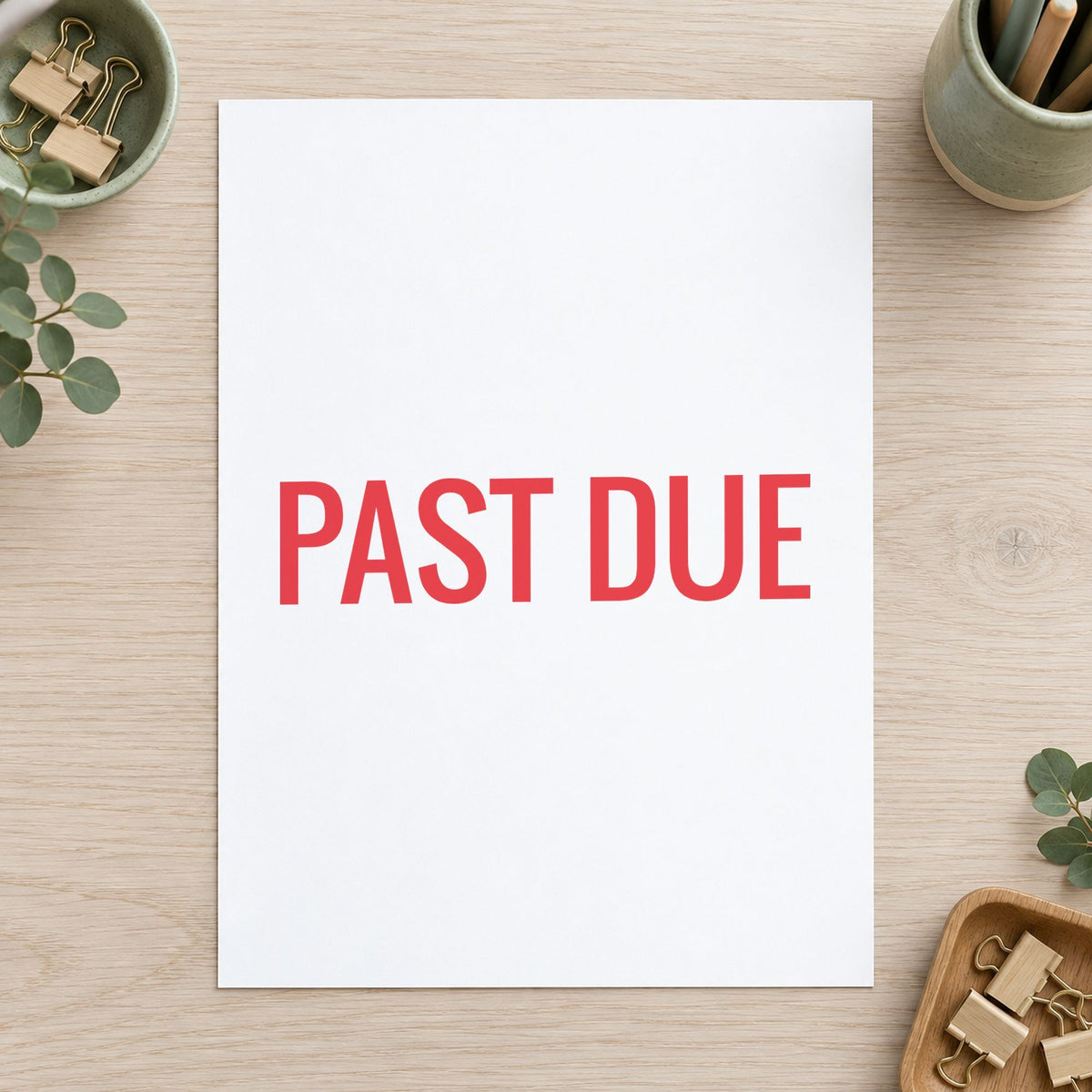 "Past due" Xstamper No. 1362 stamp shown in everyday handling