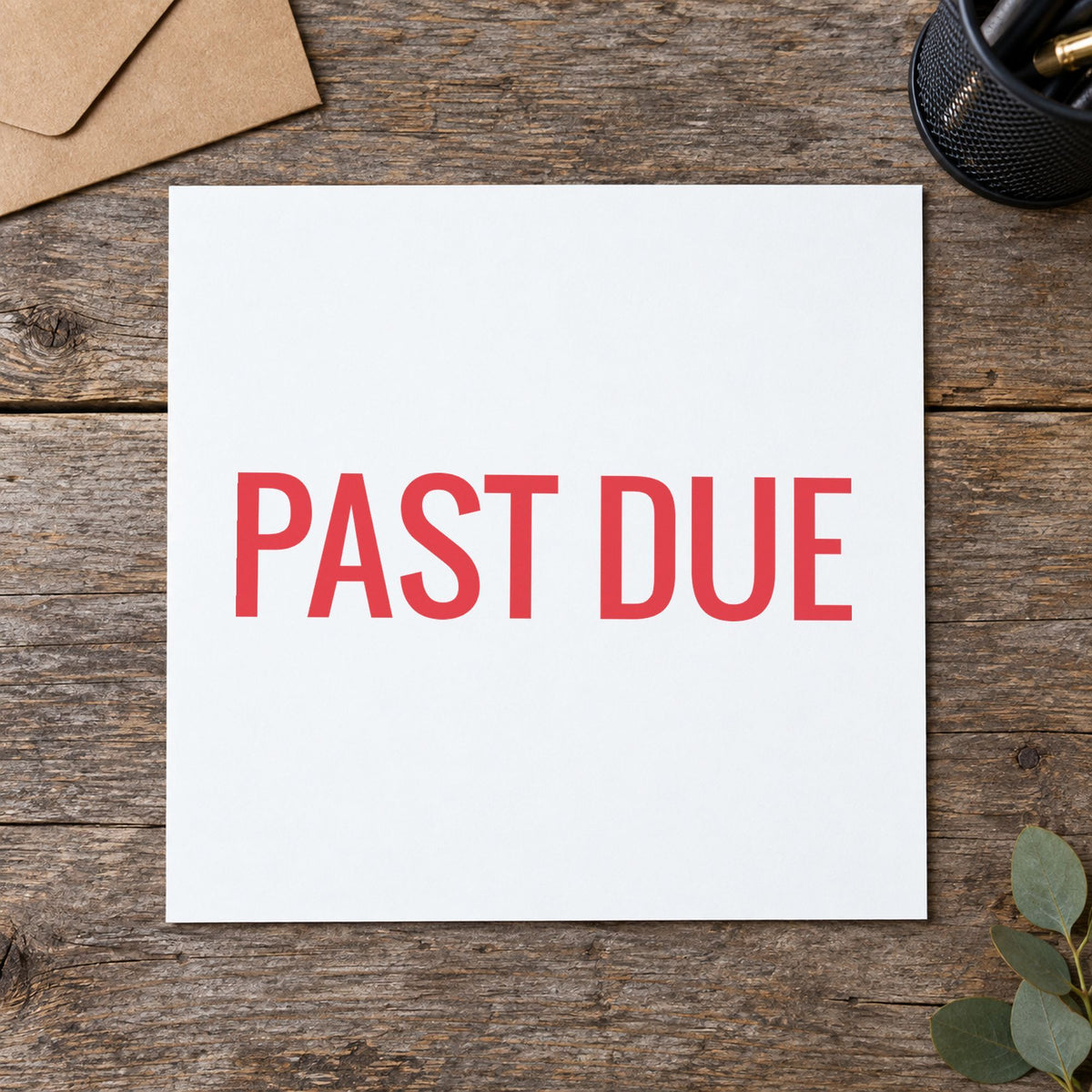 "Past due" Xstamper stamp at work on everyday office paperwork