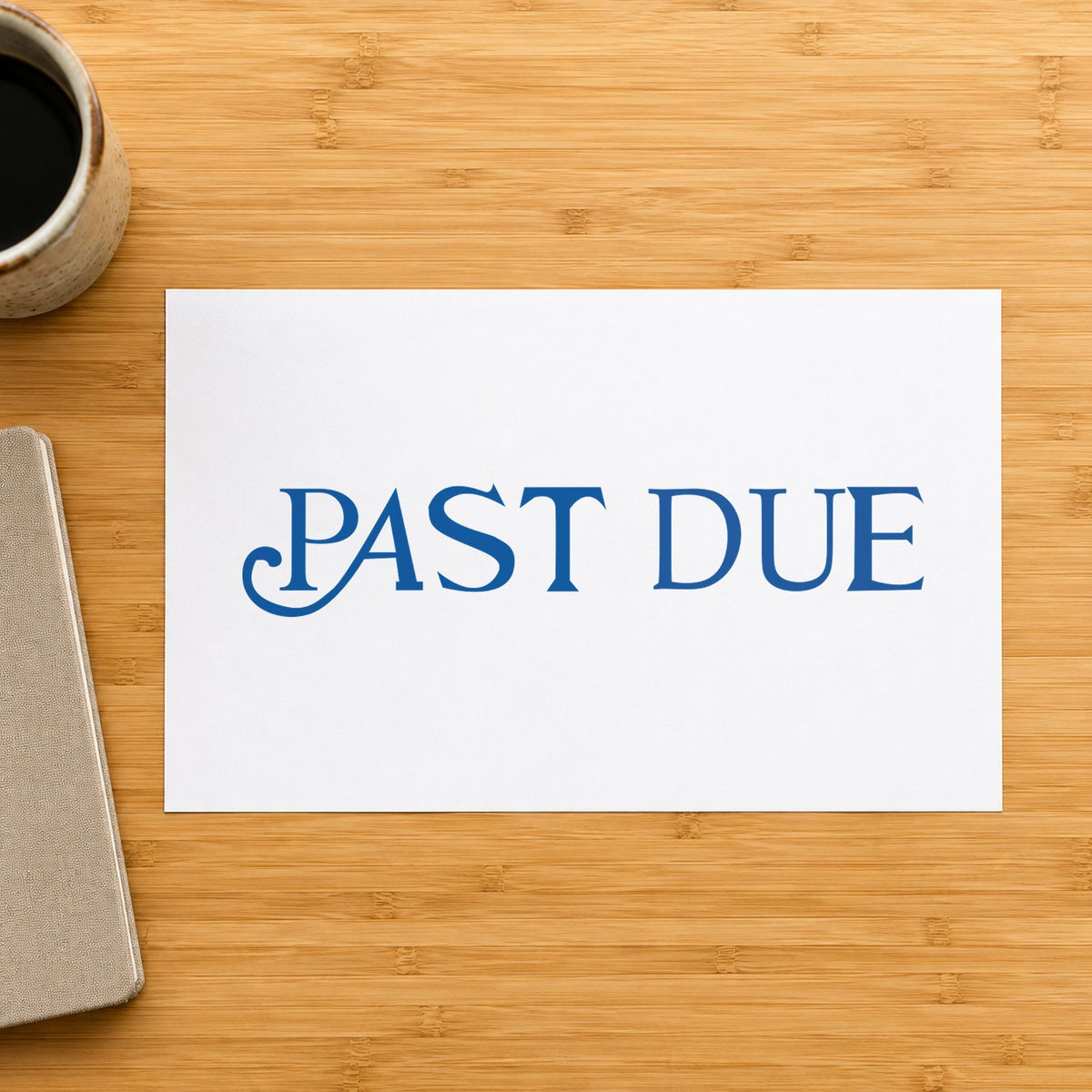 "Past due" Xstamper pre-inked stamp beside its rectangle imprint