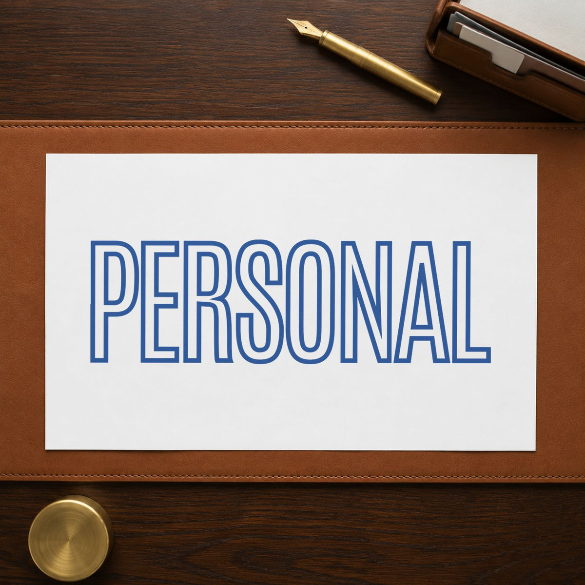 Pre-inked "Personal" stamp applied to a document, Approximately 1/2 in tall x 1-5/8 in wide impression