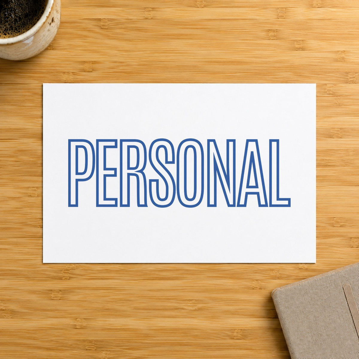 "Personal" stamp pressed on paper, no separate ink pad needed
