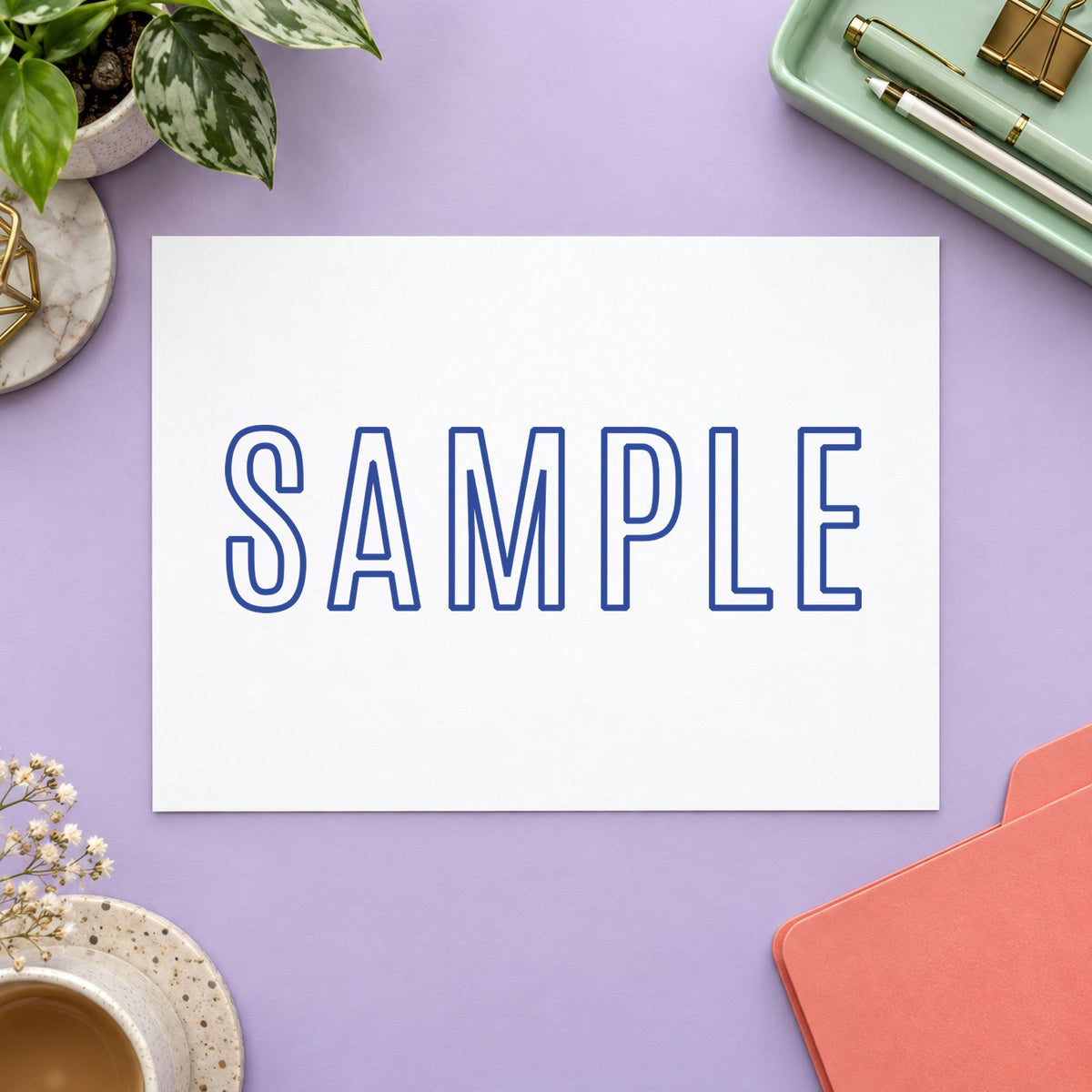 "Sample" stamp pressed on paper, no separate ink pad needed