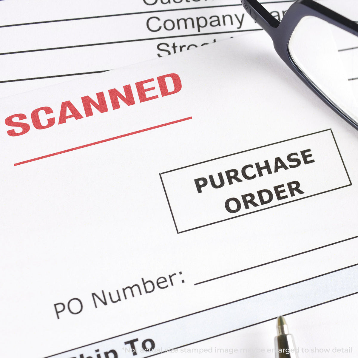"Scanned" Xstamper stamp used on filed paperwork