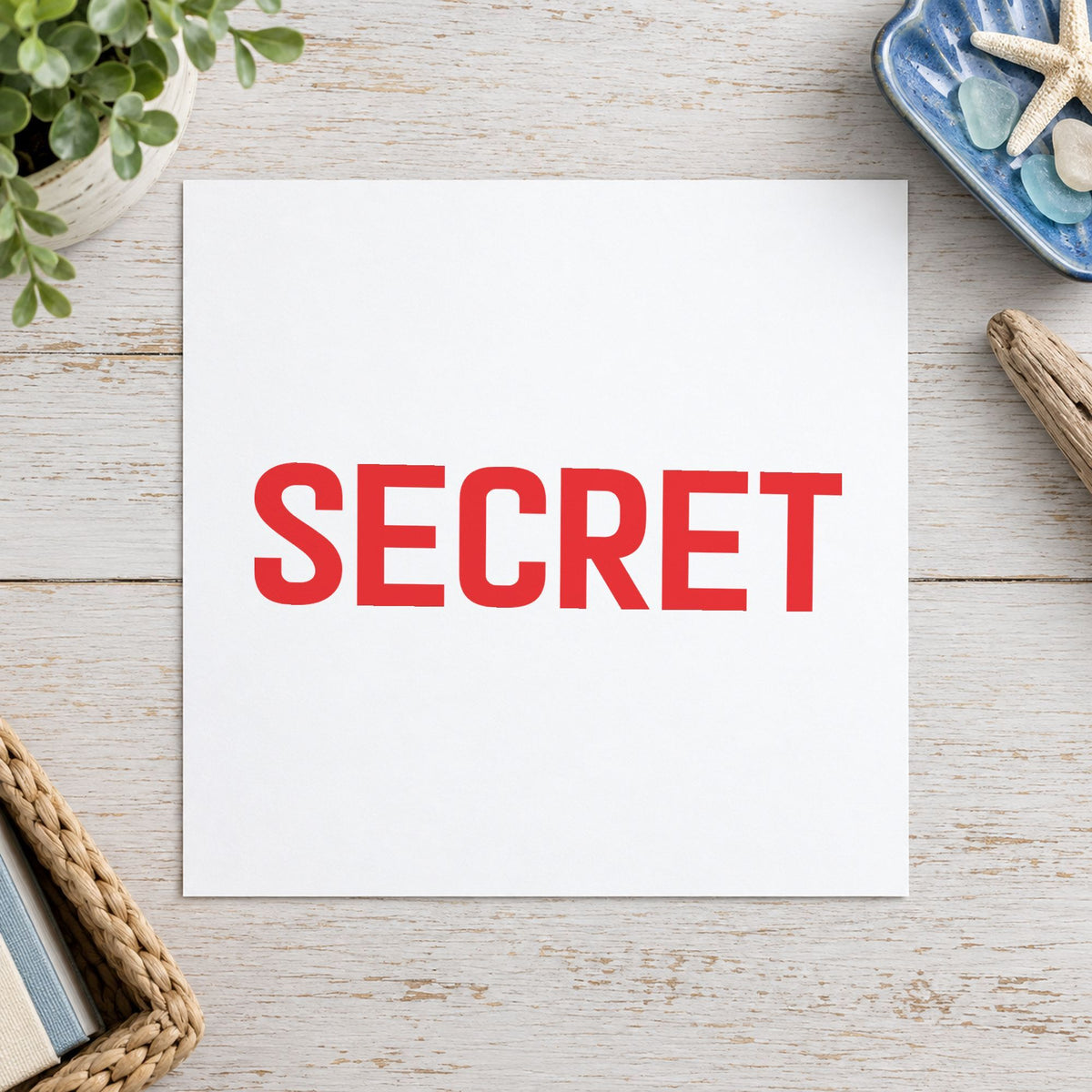 "Secret" imprint sized 1/2 x 1-5/8 in on a document page