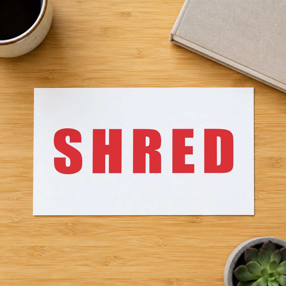 Close view of the "Shred" mark left by Xstamper No. 1365