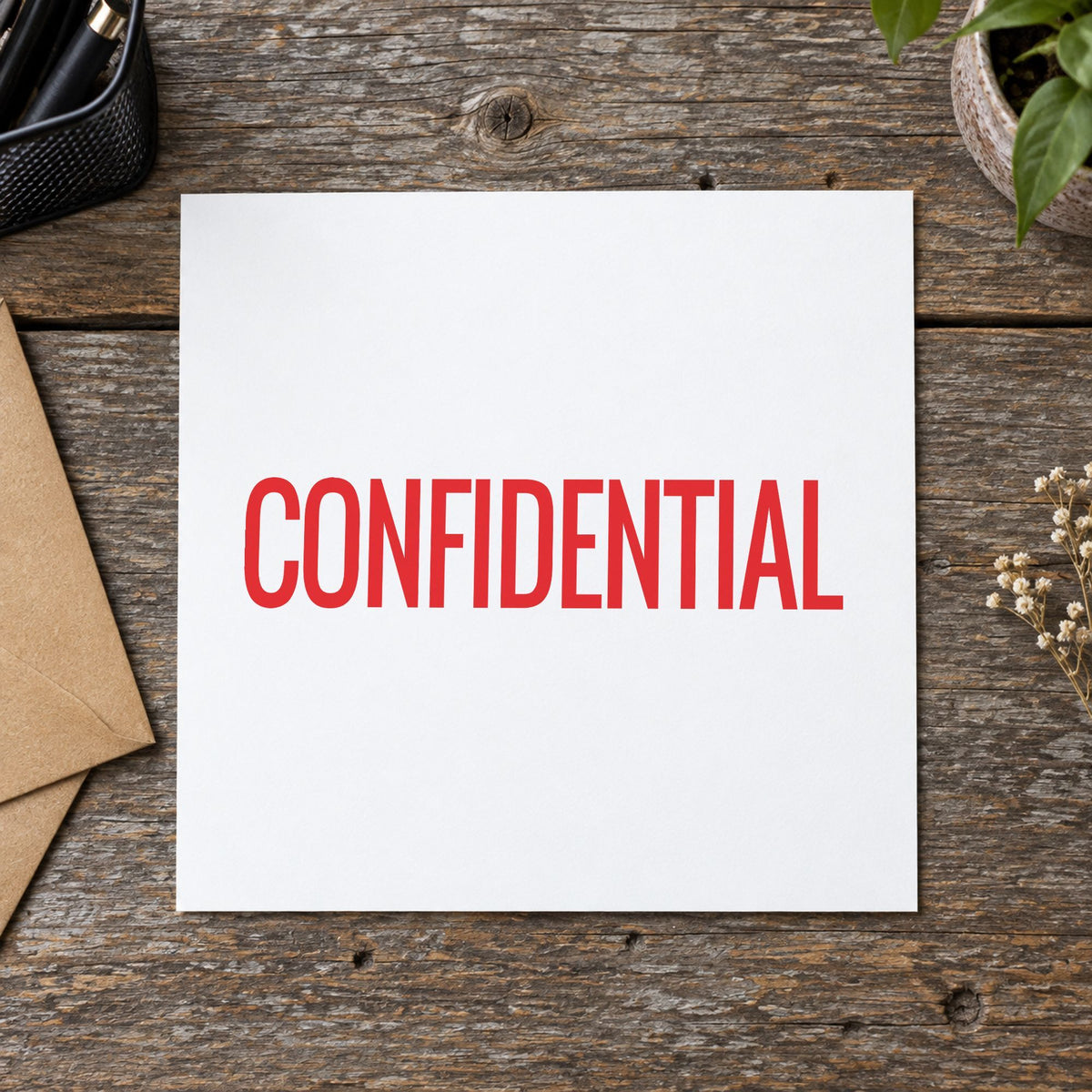 "Confidential" stamp pressed on paper, no separate ink pad needed
