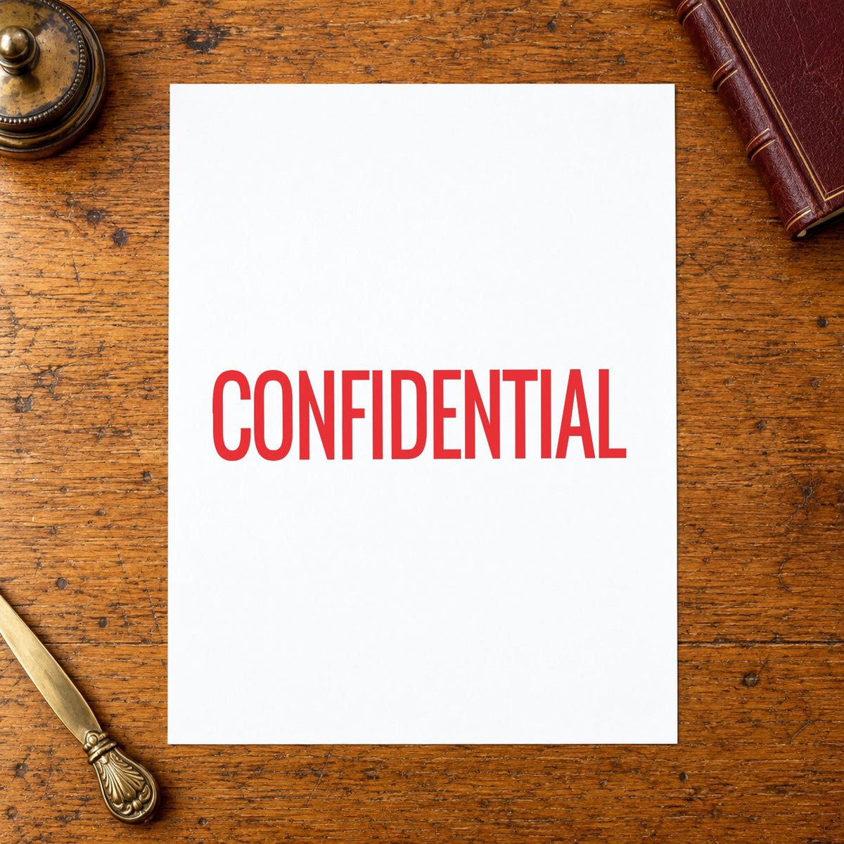 "Confidential" imprint sized Approximately 7/8 in tall x 2-3/4 in wide on a document page