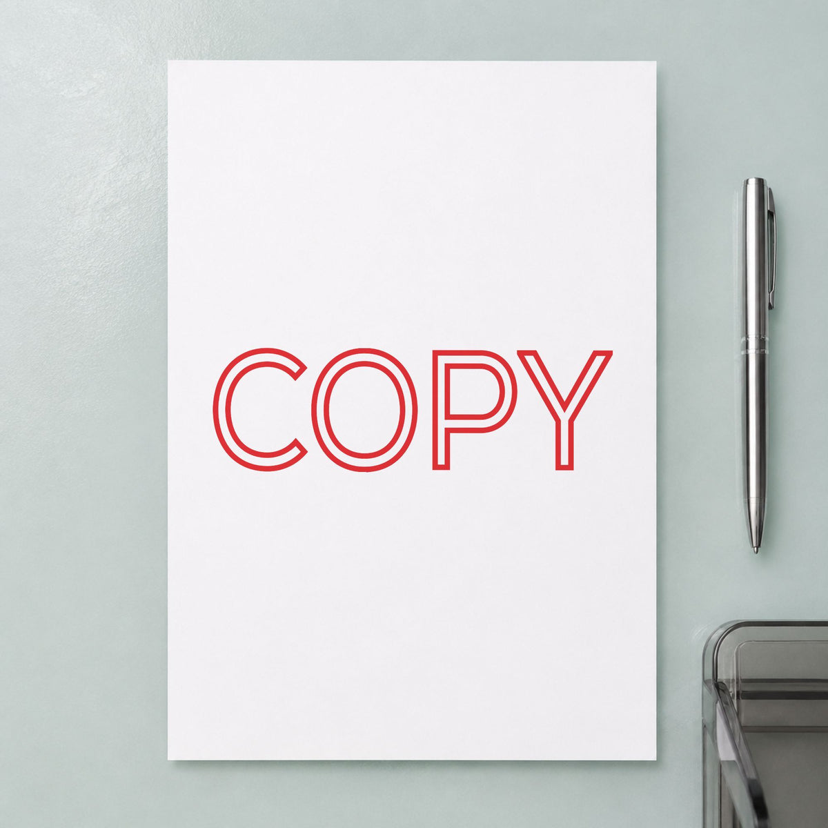 "Copy" stamp pressed on paper, no separate ink pad needed