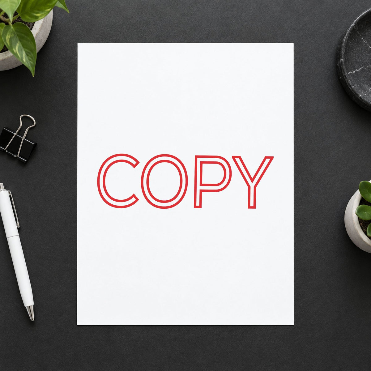 "Copy" imprint sized 7/8 x 2-3/4 in on a document page