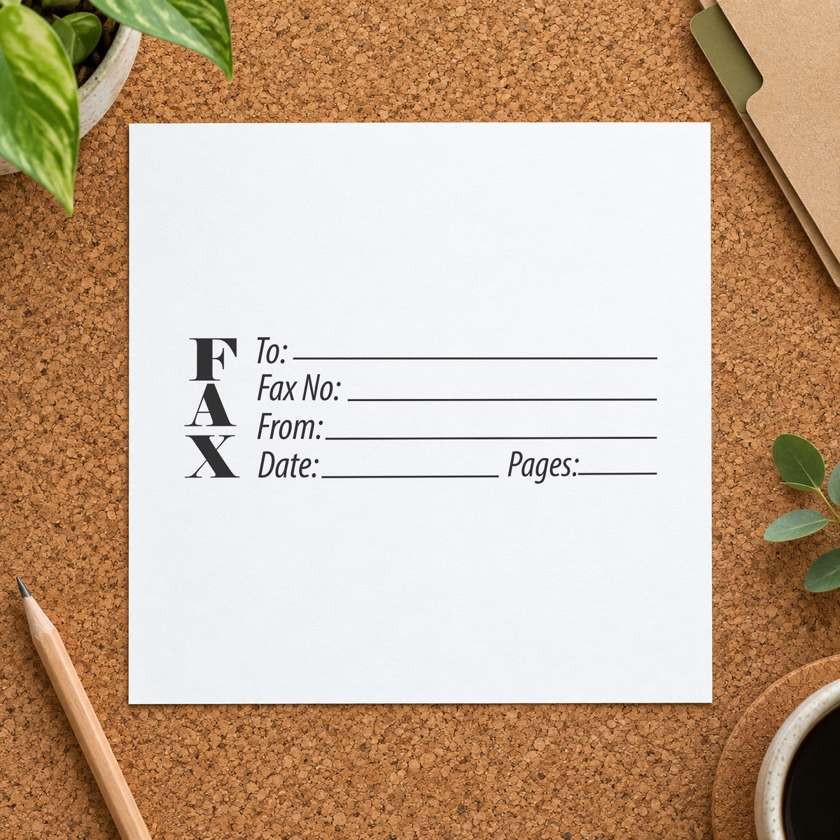 "Fax stamp" Xstamper No. 3279 stamp shown in everyday handling
