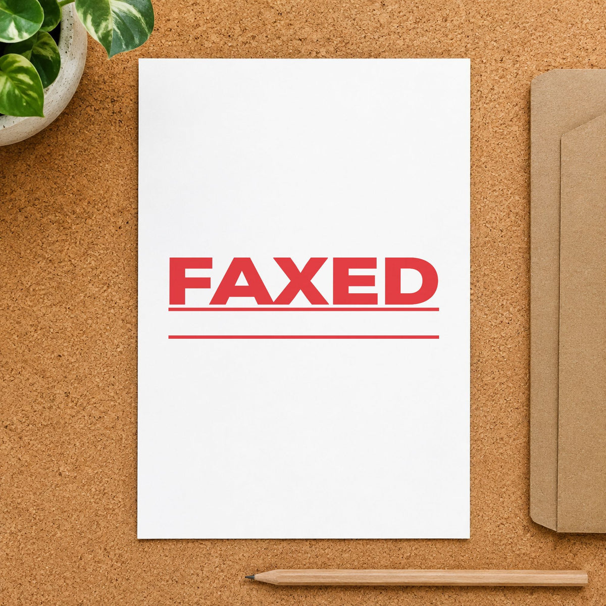 "Faxed" Xstamper No. 3248 stamp shown in everyday handling