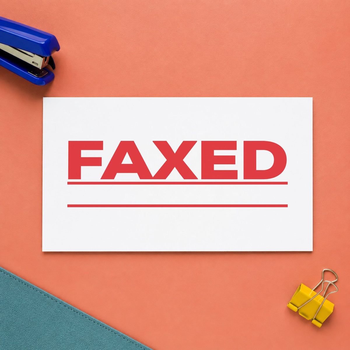 "Faxed" Xstamper stamp at work on everyday office paperwork