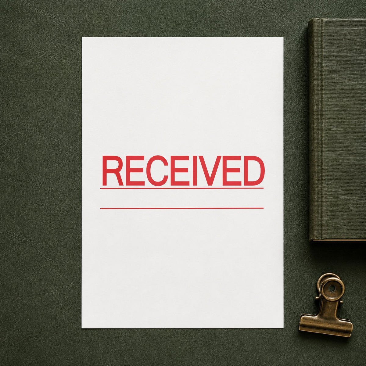 "Received" imprint on a printed page, Xstamper No. 3251