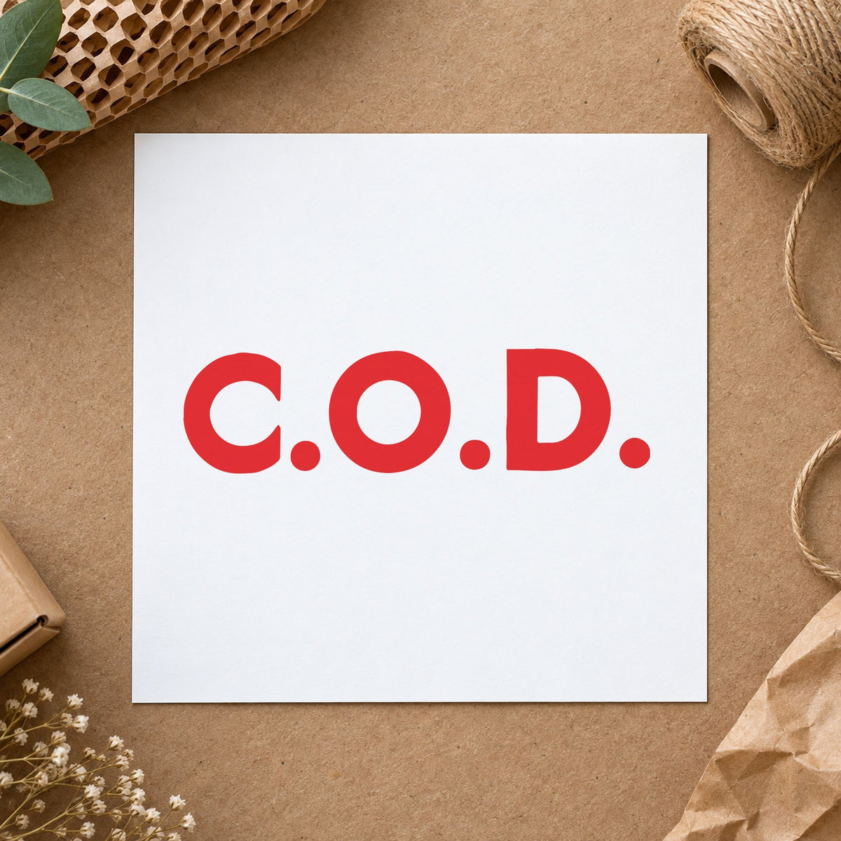 "C.O.D." stamp pressed on paper, no separate ink pad needed