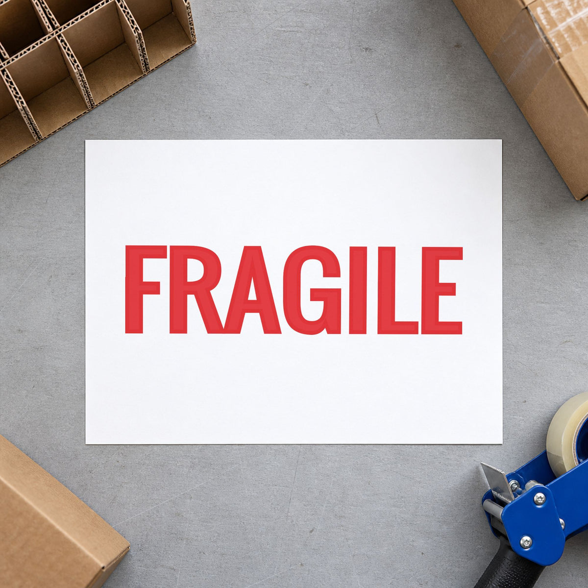 "Fragile" imprint on a printed page, Xstamper No. 3202