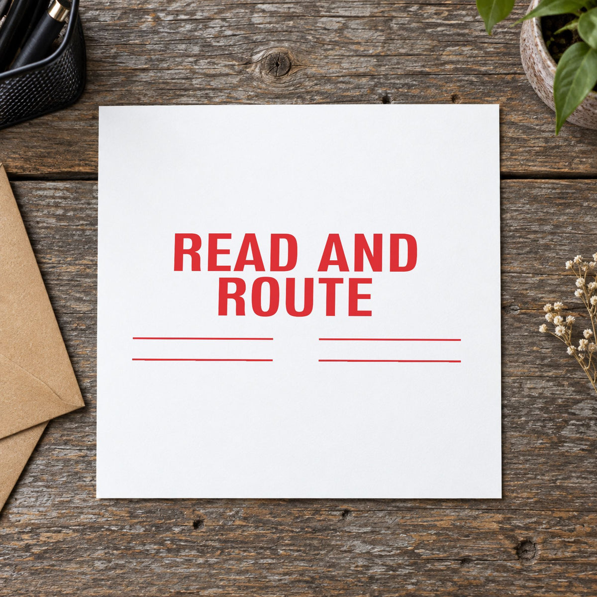 "Read and route" Xstamper No. 3250 stamp shown in everyday handling