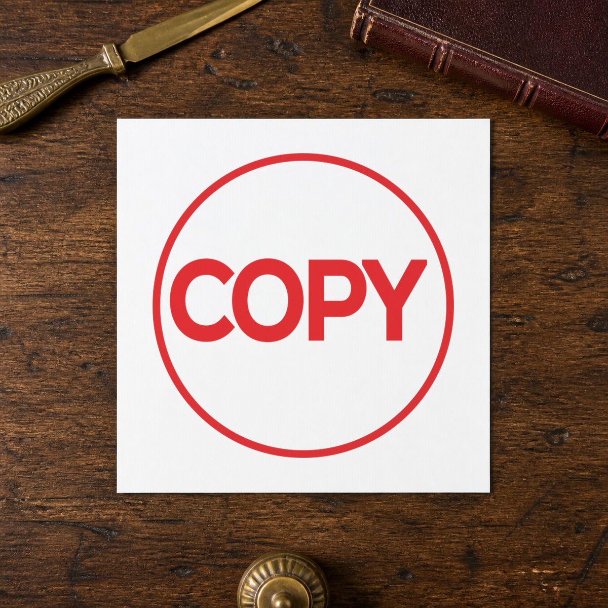 Close view of the "Copy" mark left by Xstamper No. 11407