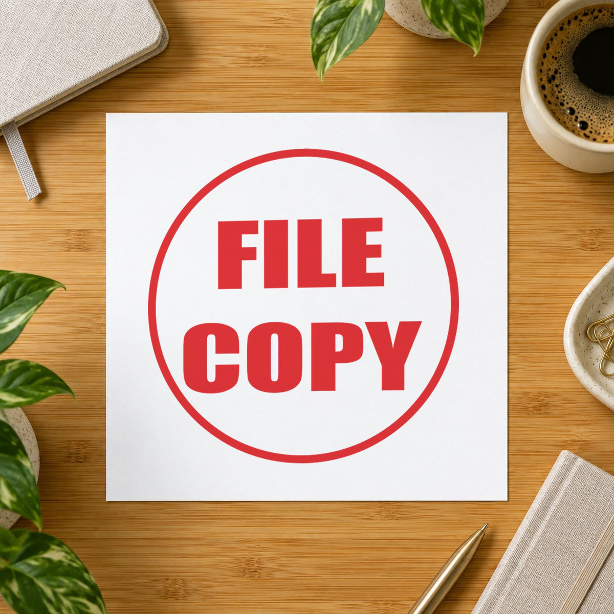 "File copy" imprint on a printed page, Xstamper No. 11411