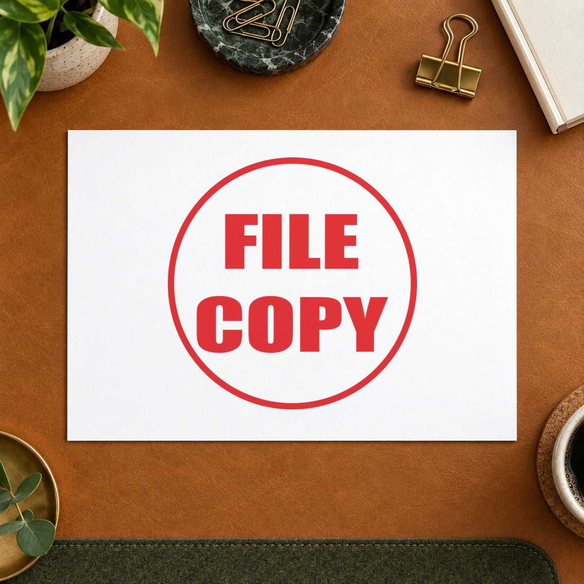Close view of the "File copy" mark left by Xstamper No. 11411