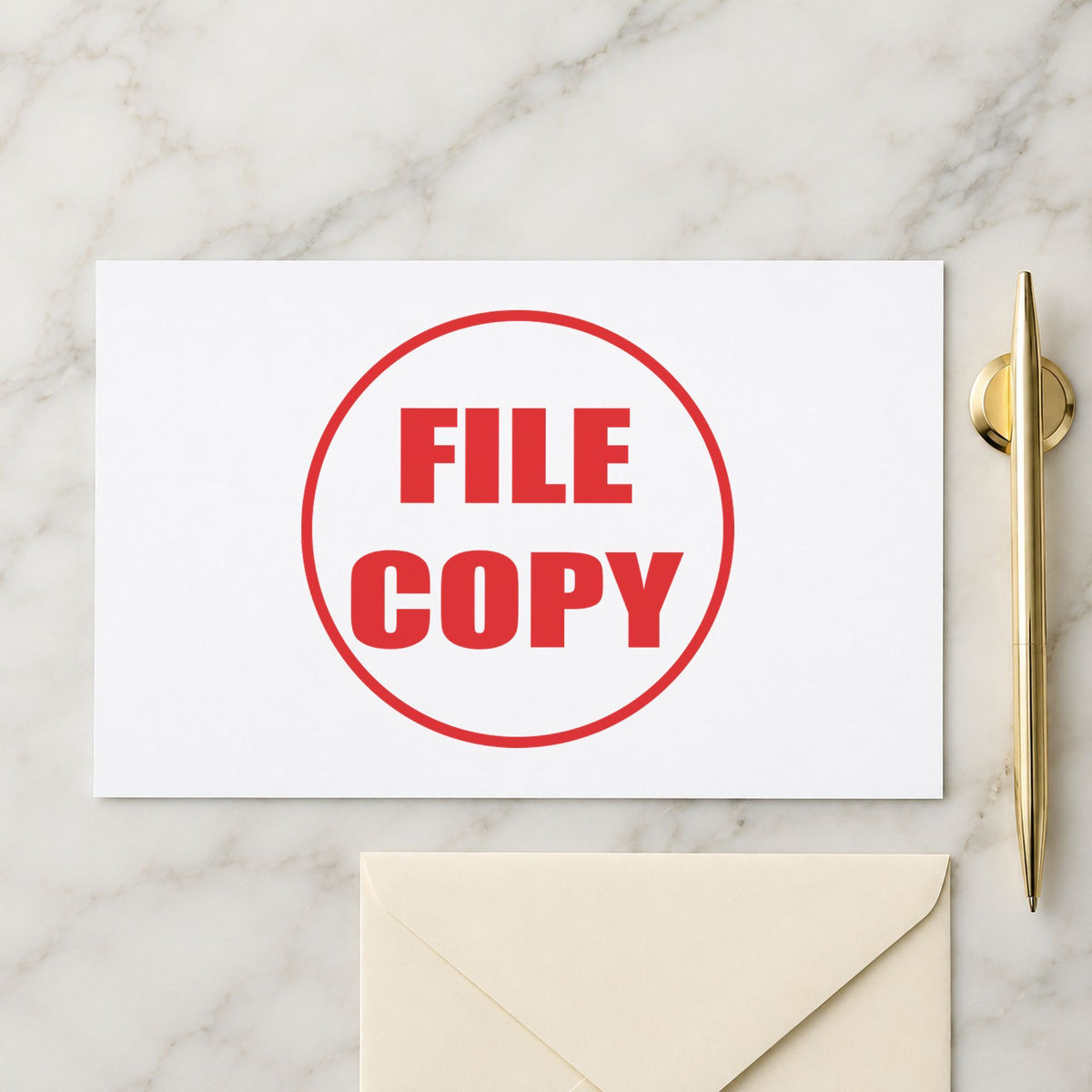 "File copy" imprint sized 5/8 in diameter on a document page