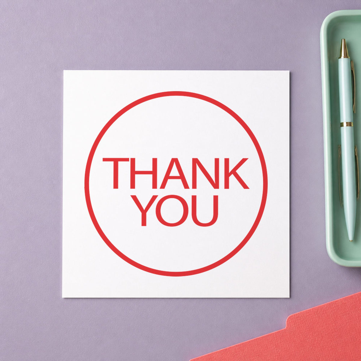 "Thank you" imprint sized Approximately 5/8 in diameter on a document page