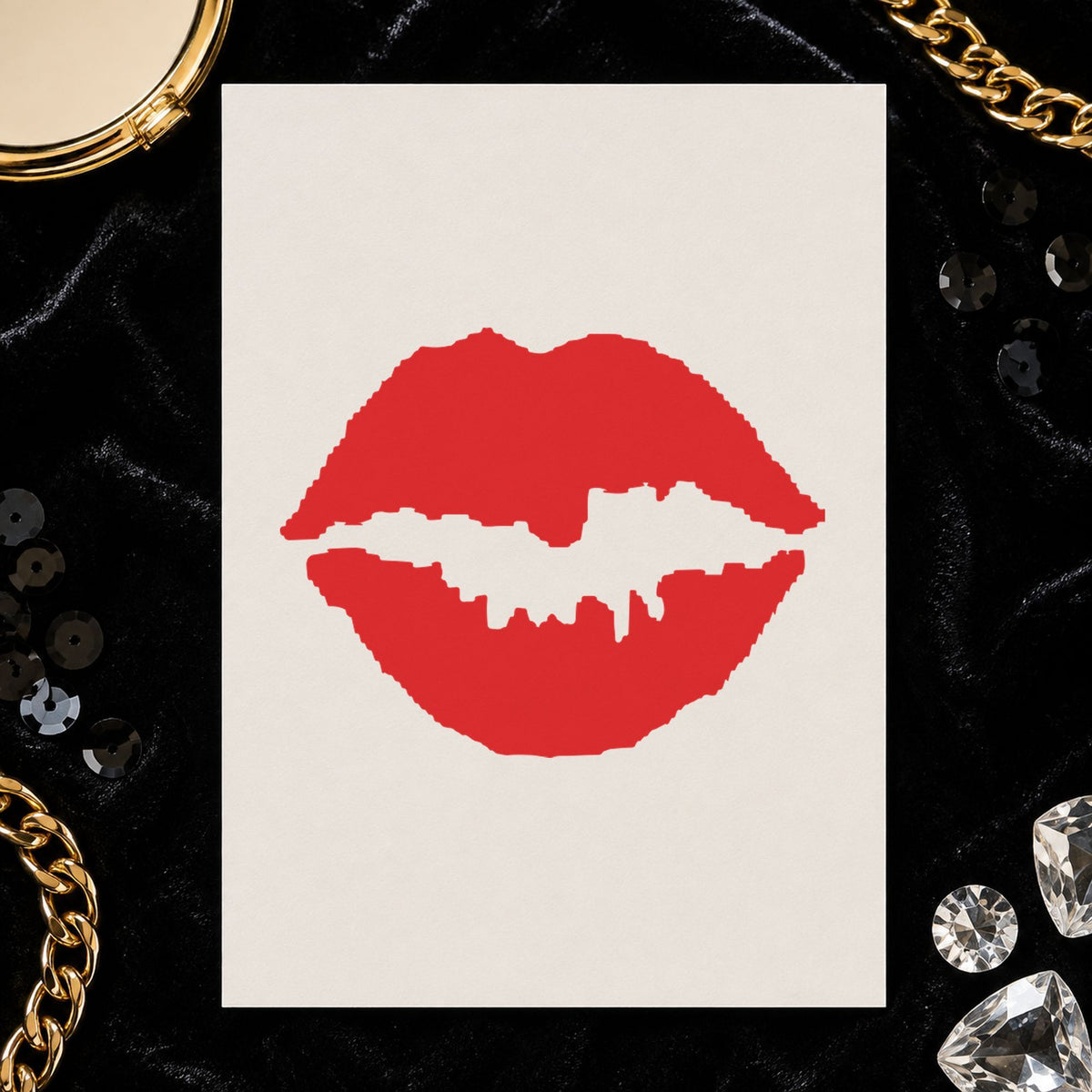 "Kiss" Xstamper No. 11307 stamp shown in everyday handling