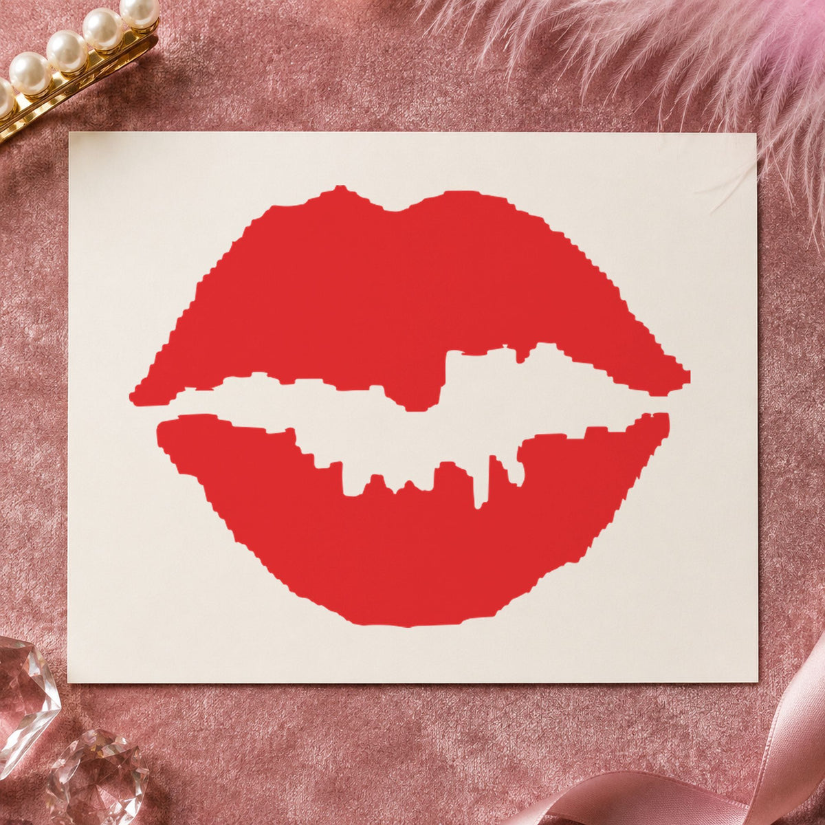 "Kiss" imprint sized Approximately 5/8 in diameter on a document page