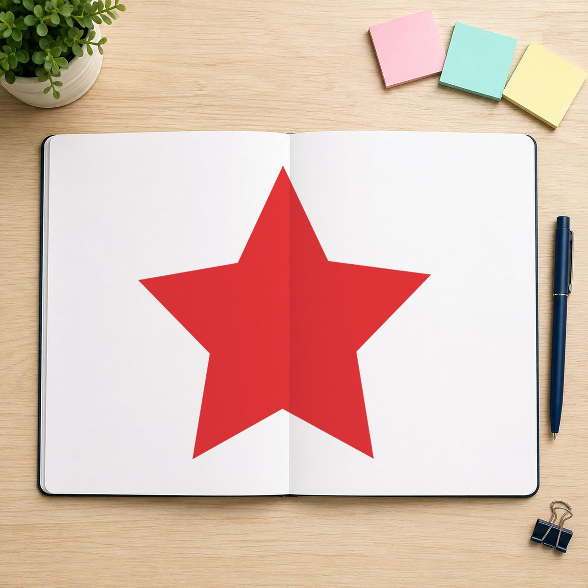 Pre-inked "Star" stamp applied to a document, 5/8 in diameter impression