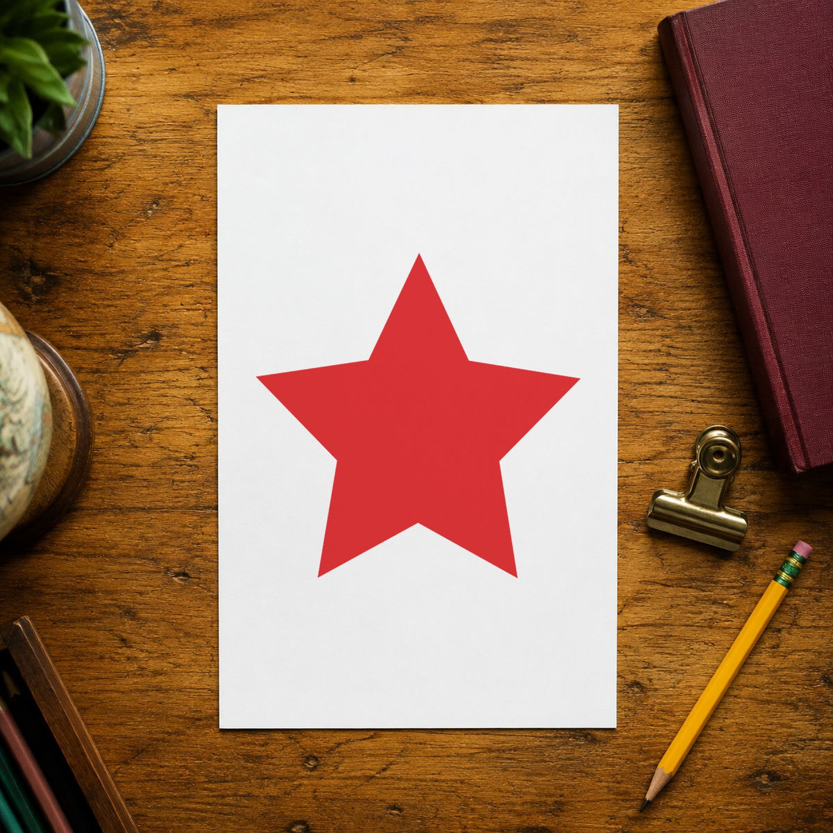 "Star" stamp pressed on paper, no separate ink pad needed
