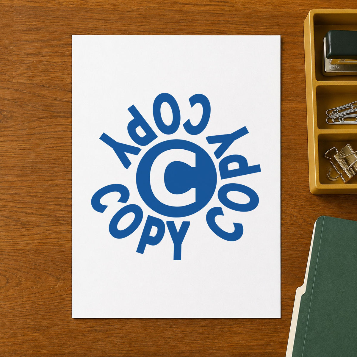 "Copy" imprint on a printed page, Xstamper No. 11422
