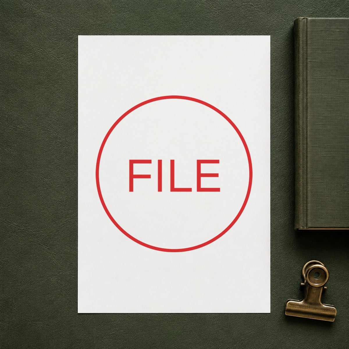 Close view of the "File" mark left by Xstamper No. 11362